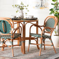Mattie Rattan Bistro Chair Handwoven Cafe Style Dining Chair With Curved Arms For Kitchen Or Indoor Outdoor Lounge