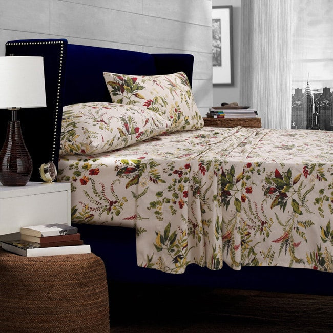 Maui Floral Cotton Percale Printed Extra Deep Pocket Sheet Set