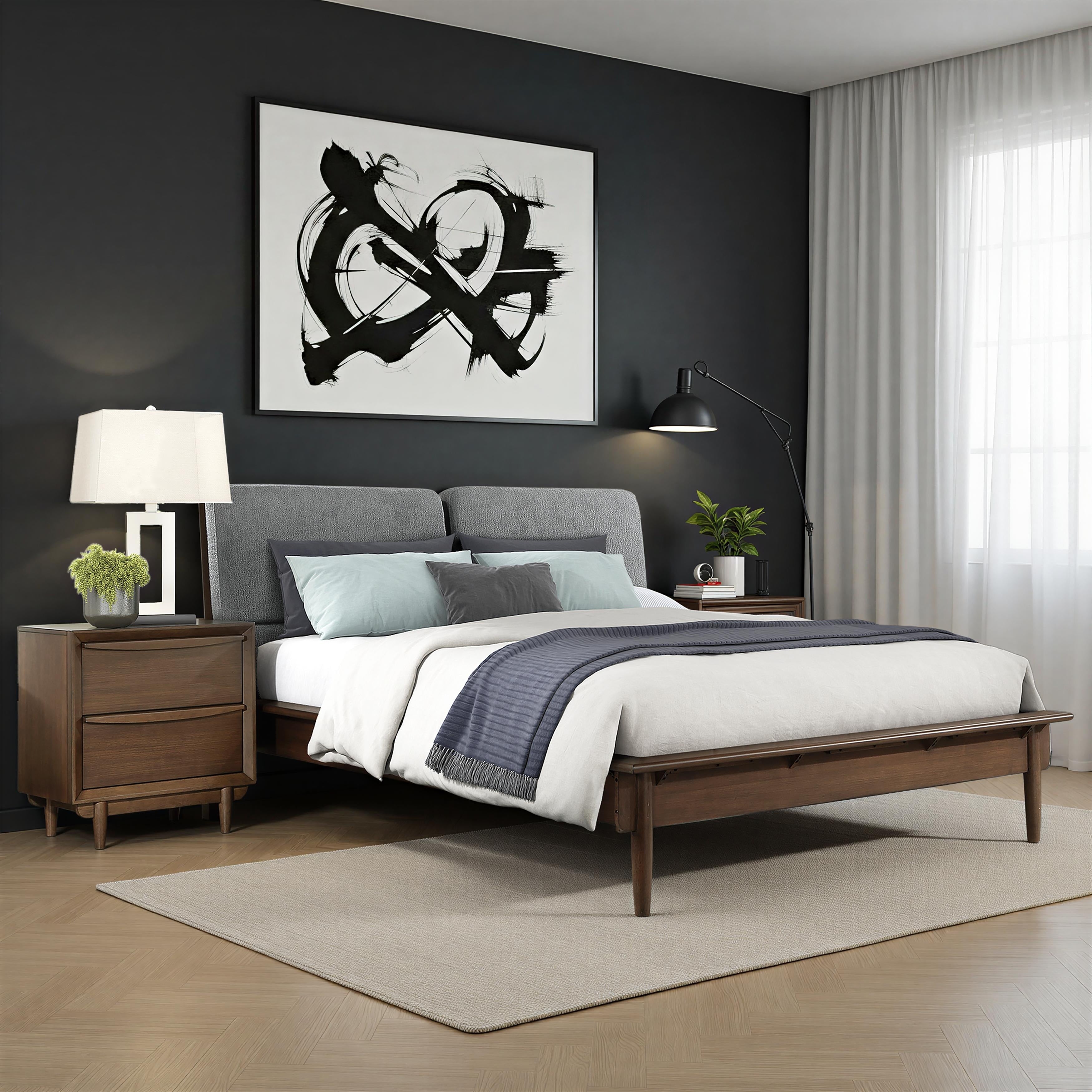 Maurice 89 Textured Fabric California King Platform Bed