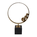 Mavy Small Tabletop Decor Ring Statuary Black Marble Gold Steel 14 Inch