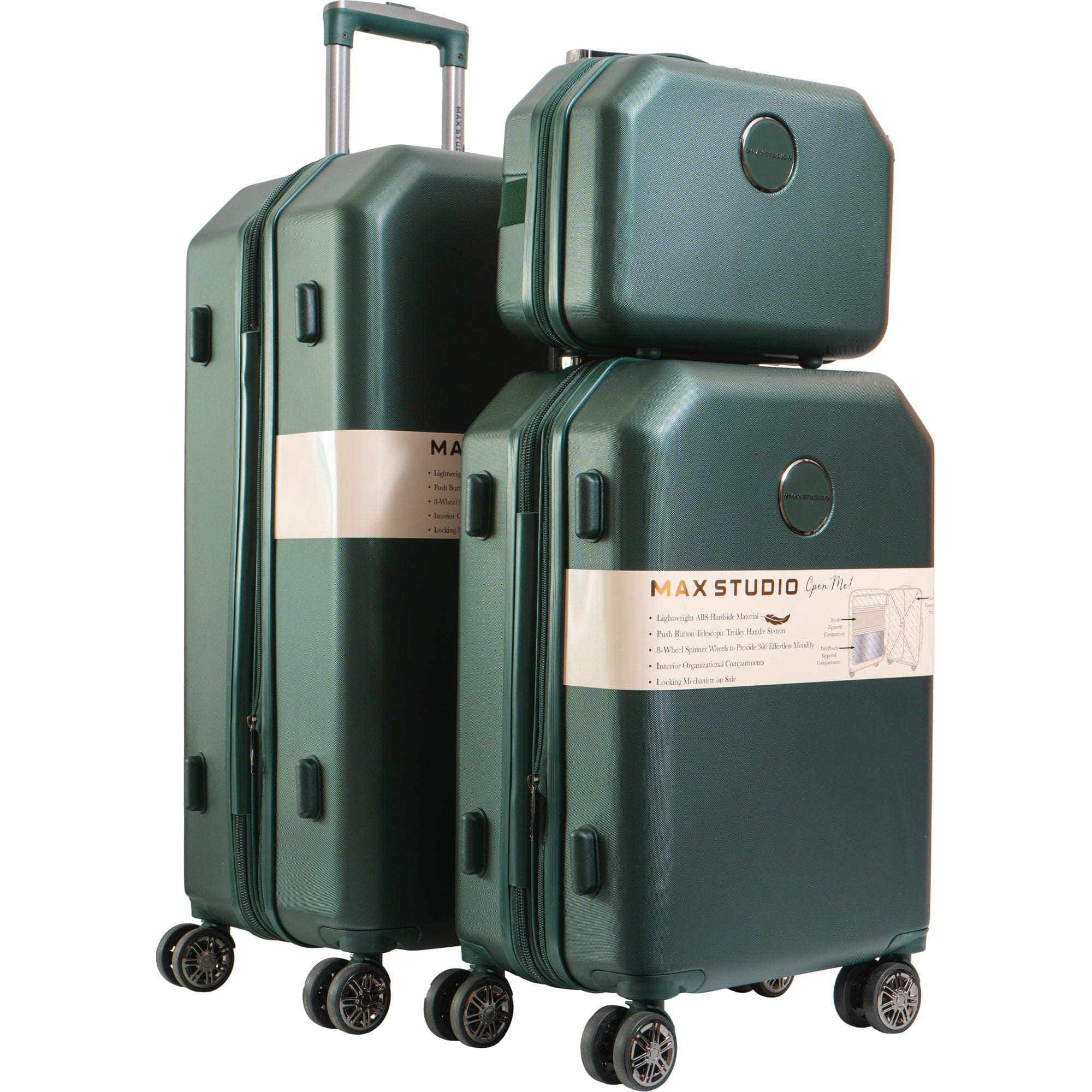 Max Studio Abs Hard Sided 3 Piece The Hexagon Luggage Set