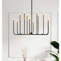 Maxax 12 Light 40 W Matte Black Polished Brass Dimmable Classic Candle Style Tradtional Classic Chandelier