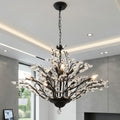 Maxax 12 Light Black Branch Crystal Chandelier Tree Branch Pendant Light For Foyer Dining Room