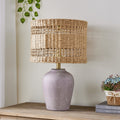Maxax 21 Boho Style Ceramic Rattan Table Lamp Modern Funky Accent Table Lamps For Bedroom Bedside Living Room Entryway