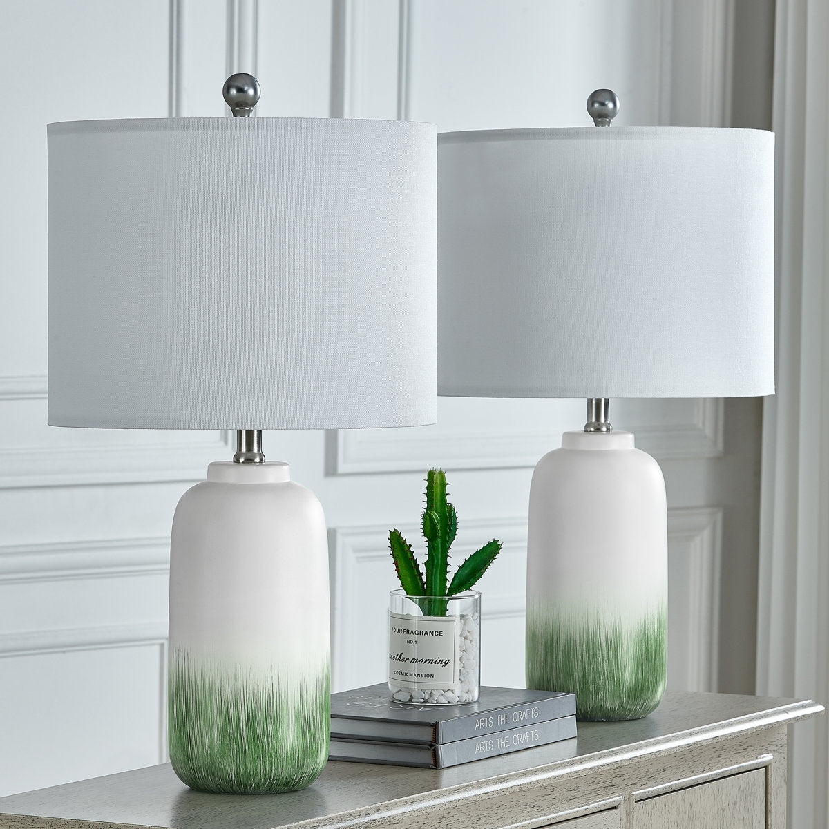 Maxax 23 Modern Blue And White Ceramic Table Lamp With 3 Way Dimmable Lighting For Living Room Bedroom And Study Set Of 2