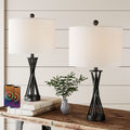 Maxax 24 Modern Black Metal Table Lamp With Usb And Type C Bedside Lamp For Bedroom And Living Room Set Of 2