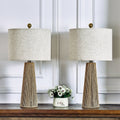 Maxax 25.8 In. Brown Boho Metal Fabric For Bedroom Living Room Bedside Desk Nightstand Hardware Paper Rope Table Lamp Set Of 2