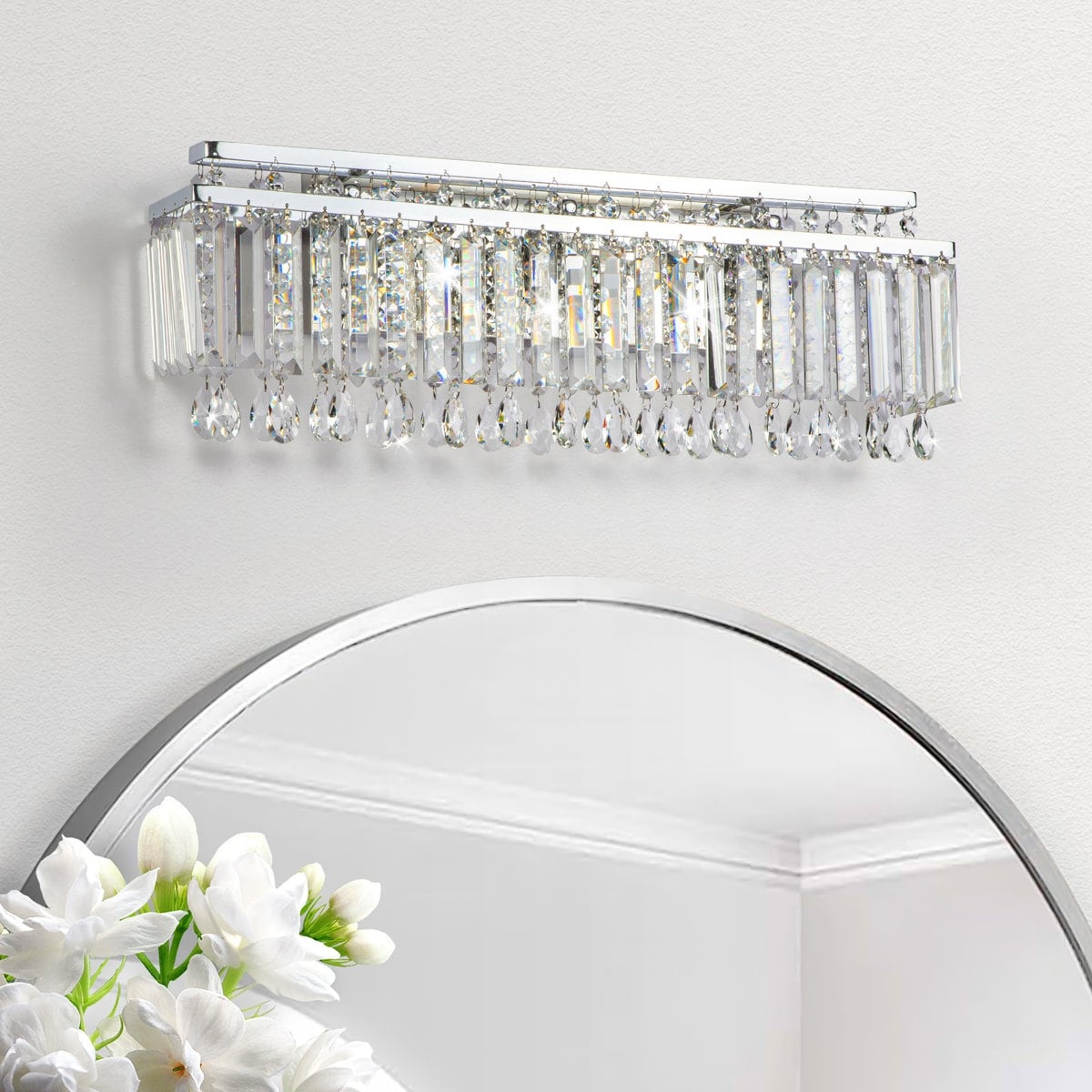Maxax 3 Light 22.5W Crystal Strand Chrome Etl Bathroom Vanity Light