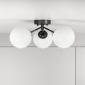 Maxax 3 Lights Modern Matte Black Iron Glass Cover Globe Semi Flush Mount Lighting For Living Room Bedroom