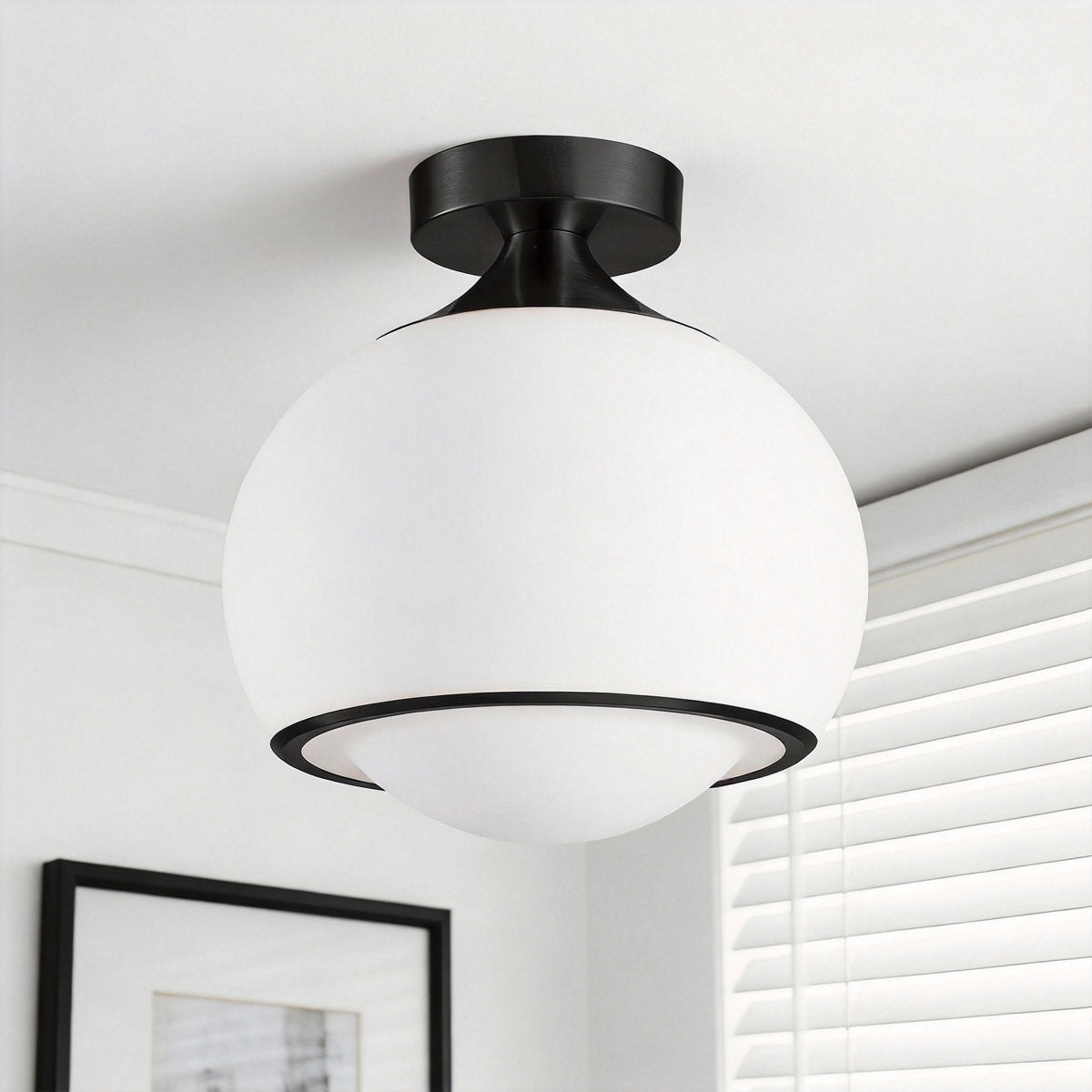 Maxax Mid Century Modern Dimmable 3Cct Led Milk White Globe Flush Mount Ceiling Light