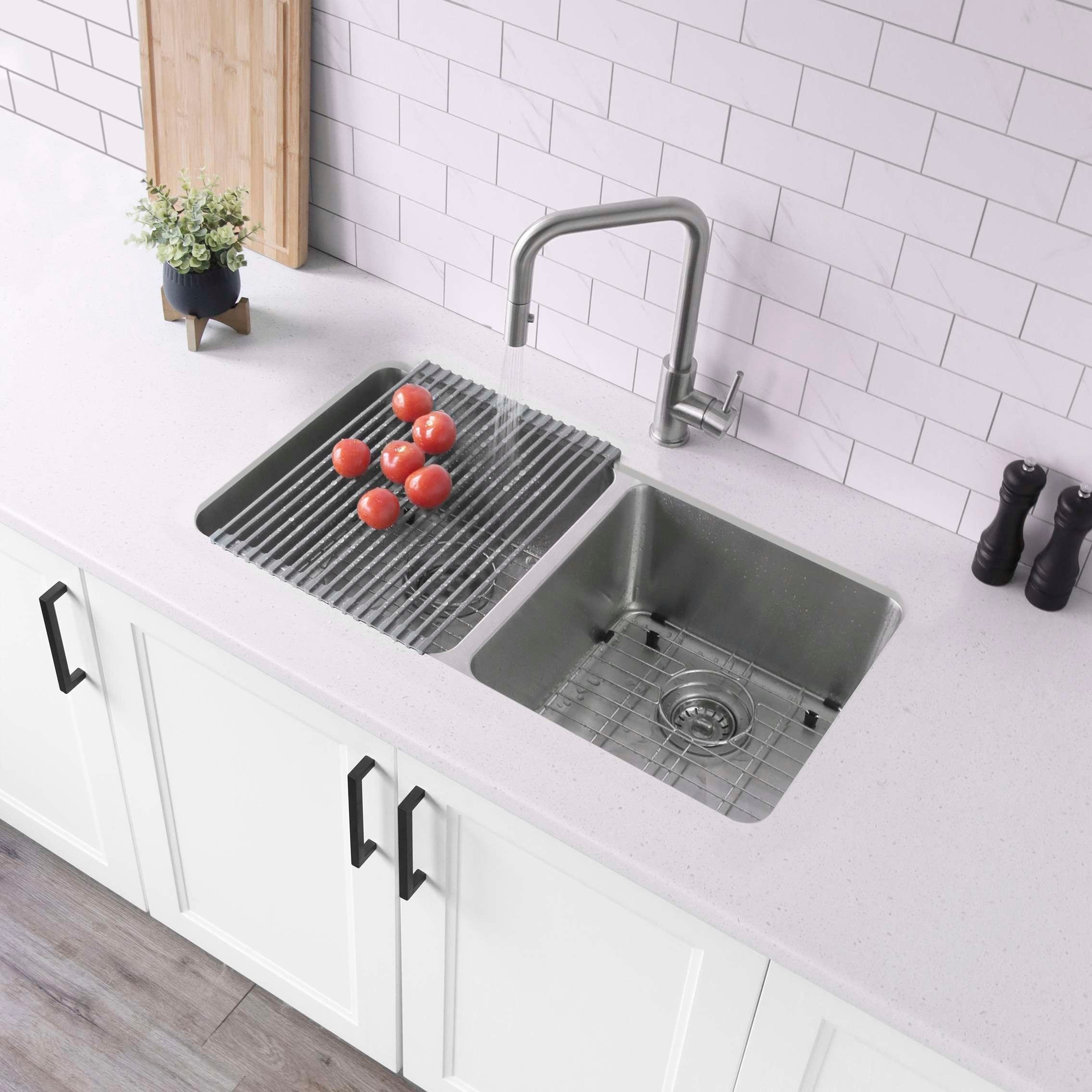 32 L X 18 W Double Basin Undermount Kitchen Sink With Grids And Basket Strainers