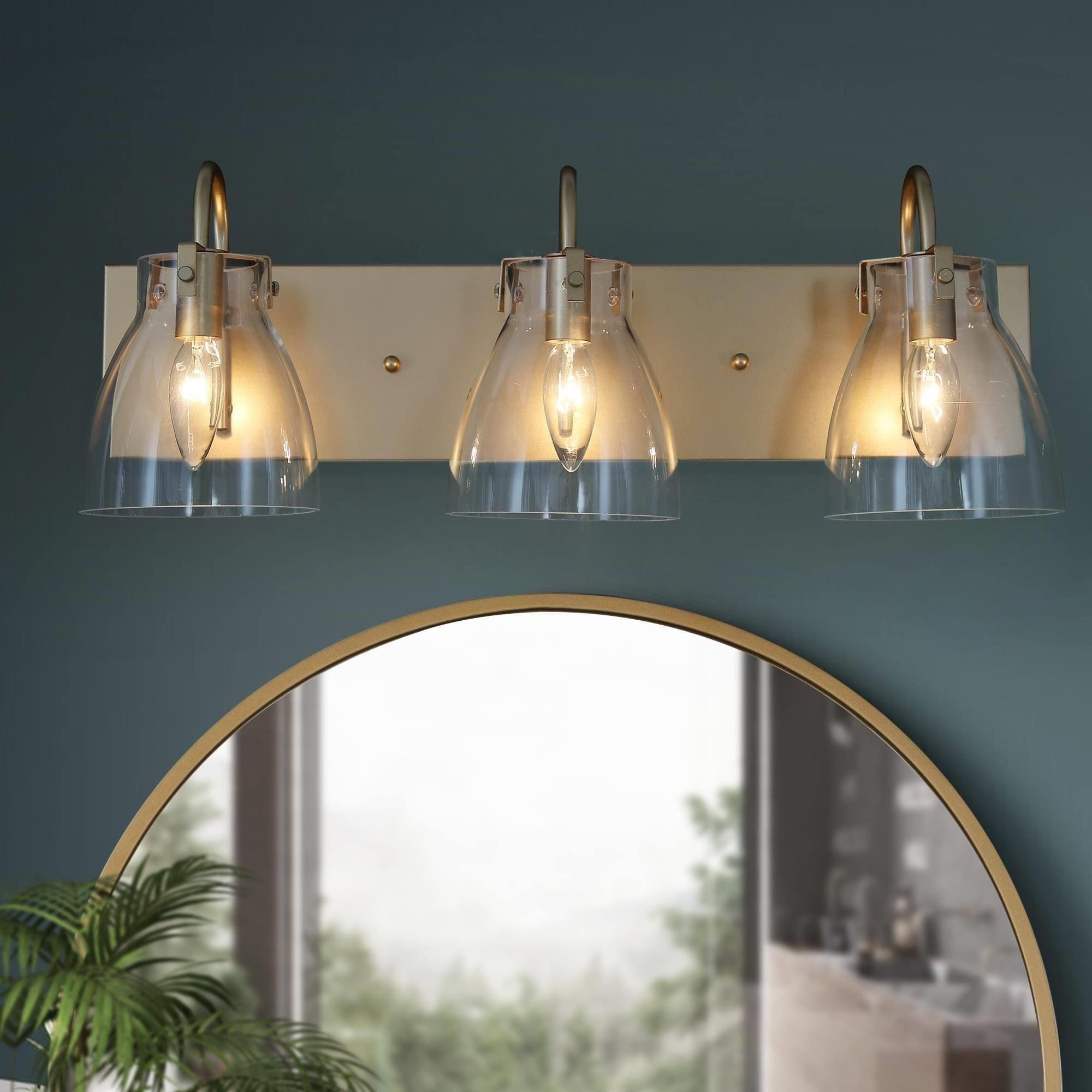 Transitional 4 Lights Golden Wall Sconce Lighting For Bathroom L22 X H8 X E7