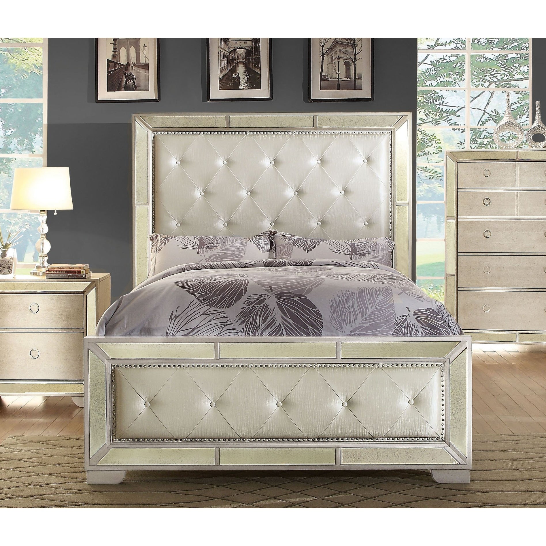 Maxine Modern Champagne Panel Bed By Foa