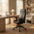 Maxwell High Back Leather Adjustable Executive Office Chair Ergonomic Swivel Desk With Stainless Steel Lift 350 Lb. Limit
