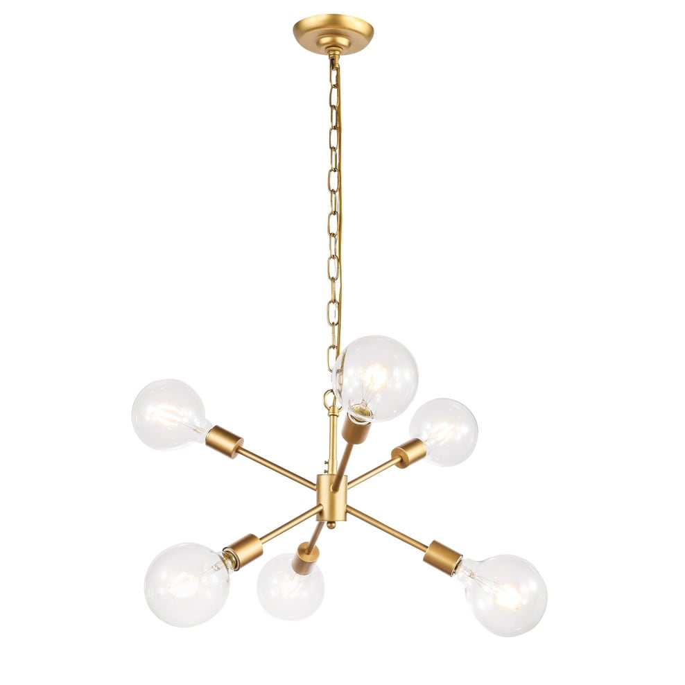 Ivy Terrace Maya Black Iron 16 Inch 6 Light Pendant With Clear Glass Shades