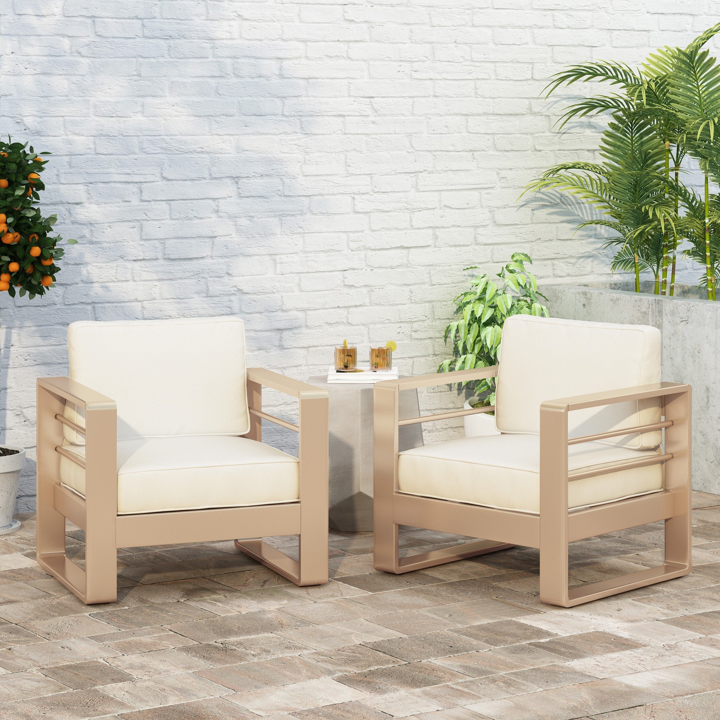 Maya Bay Aluminum Club Chairs Set Of 2 By Christopher Knight Home