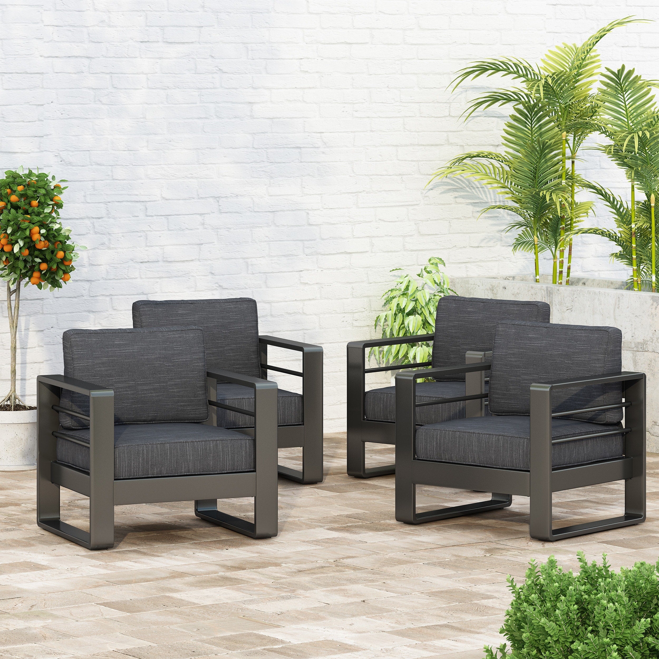 Maya Bay Aluminum Club Chairs Set Of 4 By Christopher Knight Home