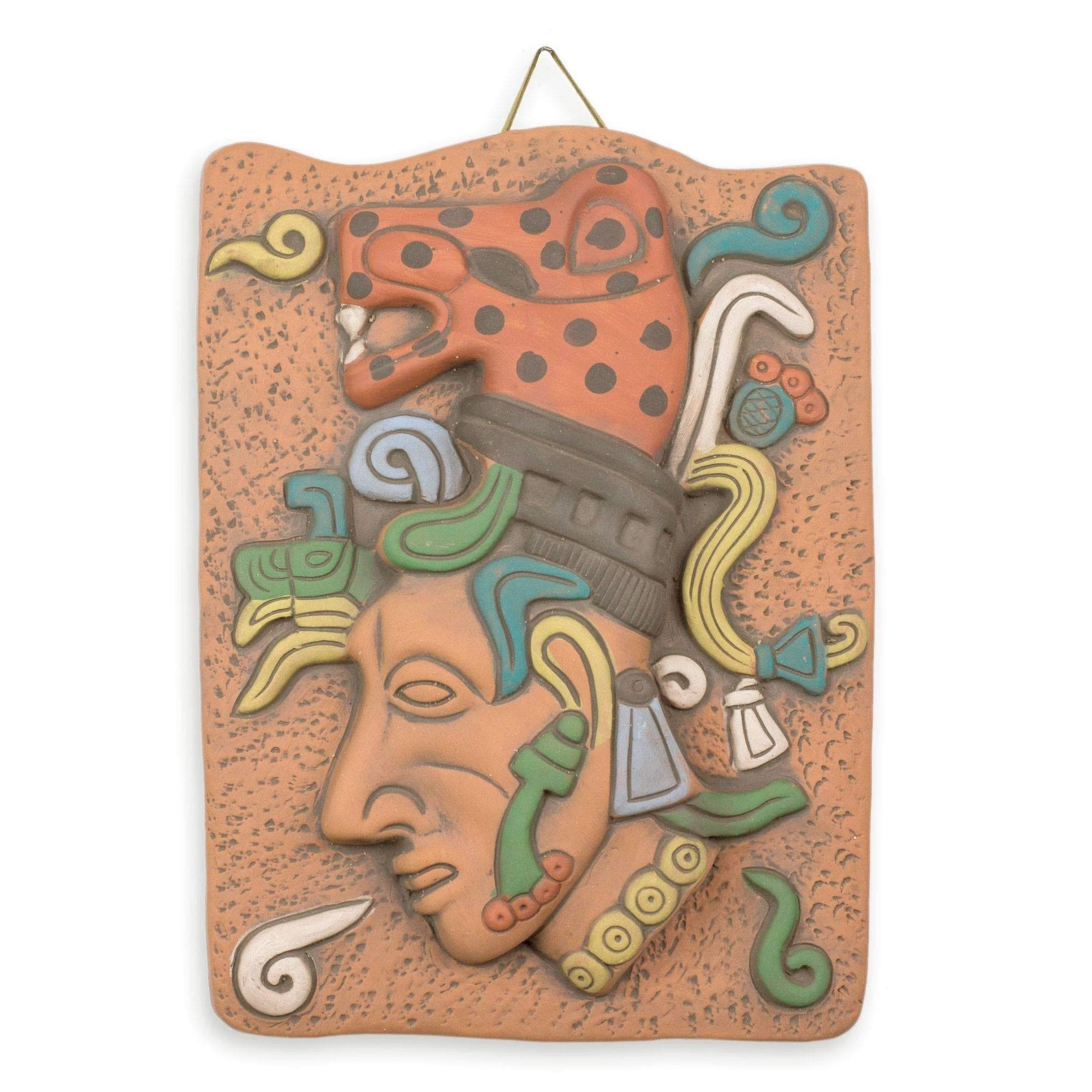 Maya Jaguar Priest Ceramic Plaque