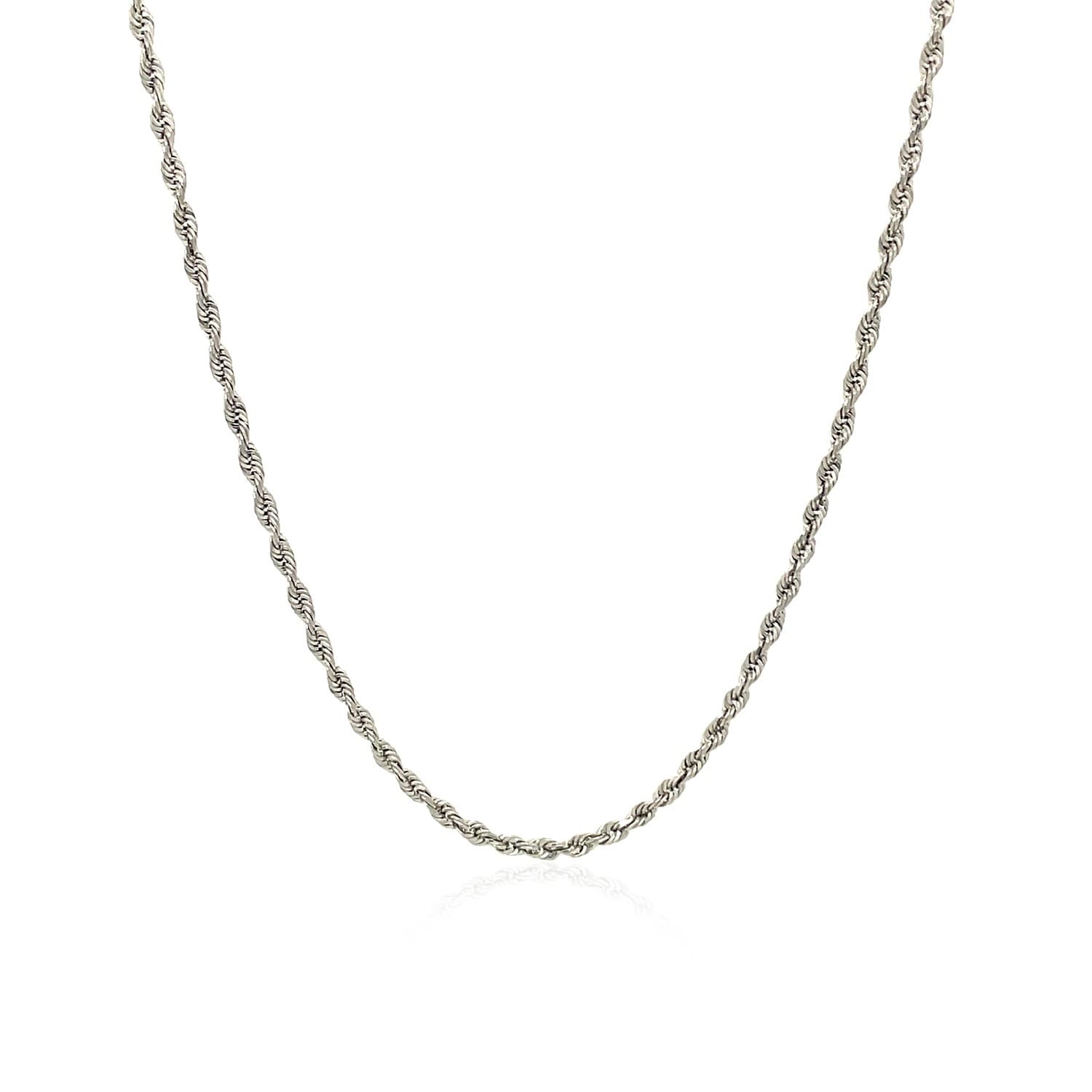 10K White Gold Solid Diamond Cut Rope Chain 1.5Mm