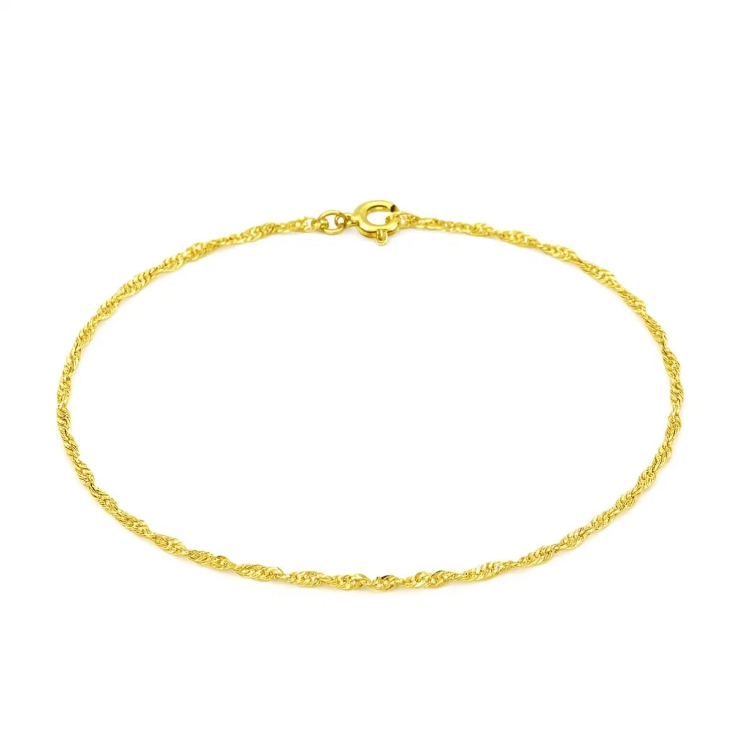 10K Yellow Gold Singapore Bracelet 1.5Mm