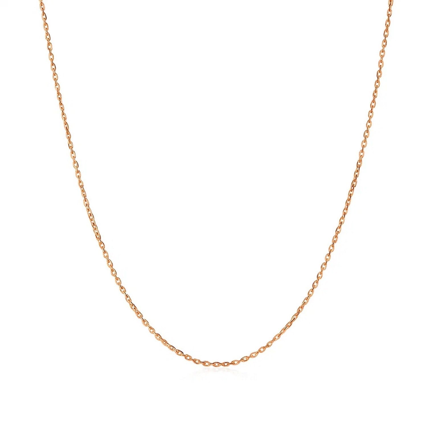 14K Rose Gold Cable Link Chain Necklace 0.7Mm