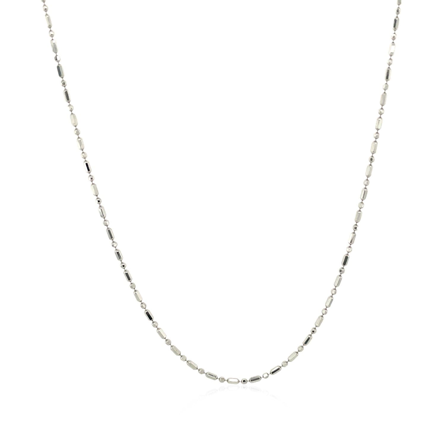 14K White Gold Diamond Cut Bead Chain 1.0Mm