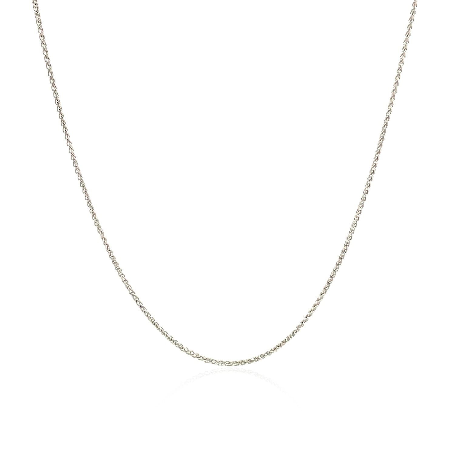 14K White Gold Diamond Cut Round Wheat Chain 0.6Mm
