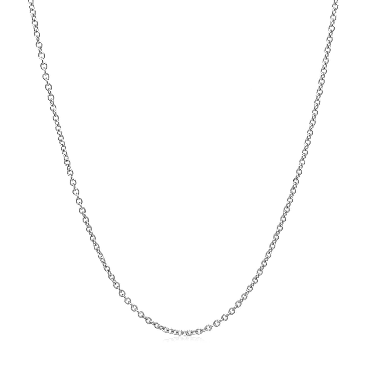 14K White Gold Round Cable Link Chain 1.3Mm