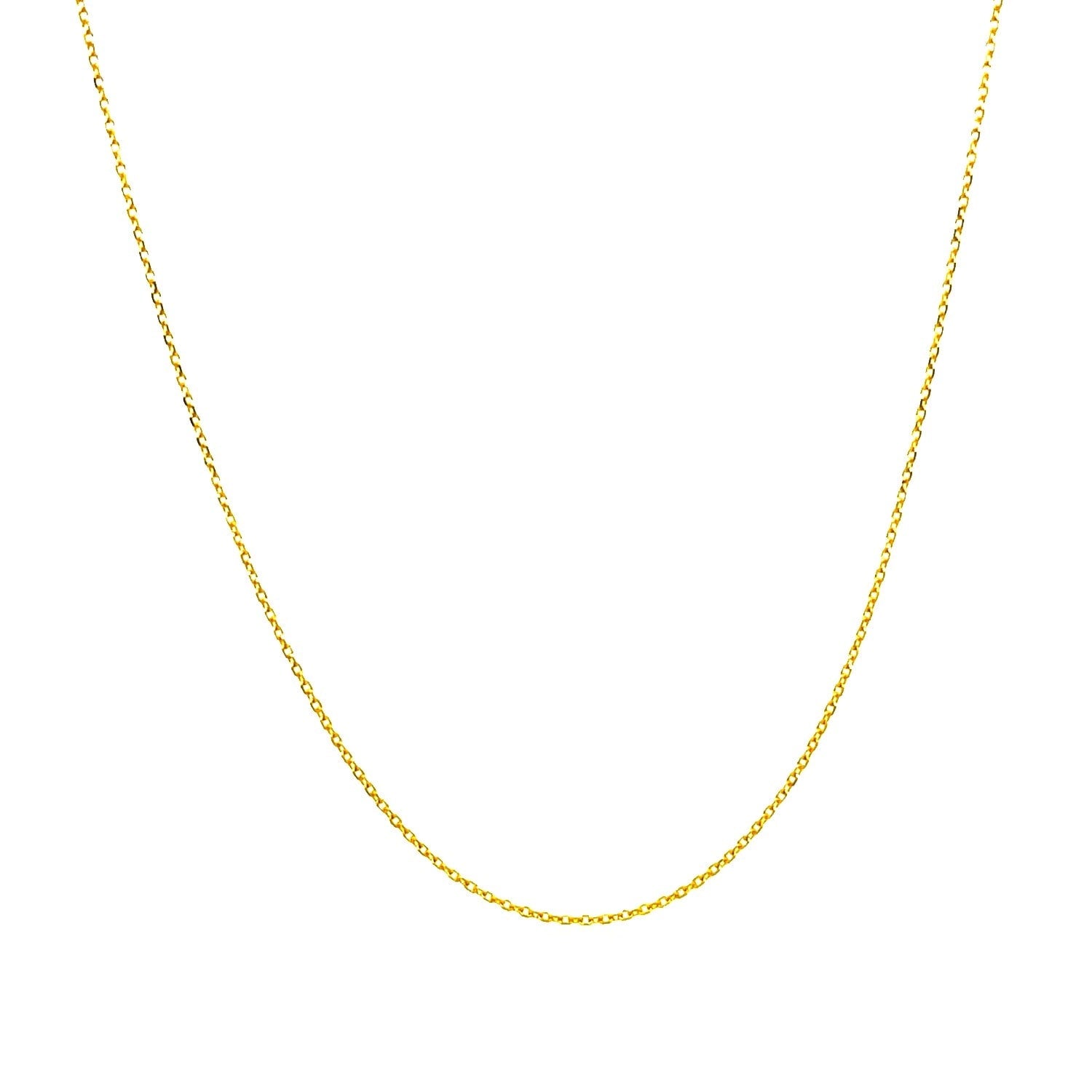 14K Yellow Gold Cable Link Chain Necklace 0.7Mm