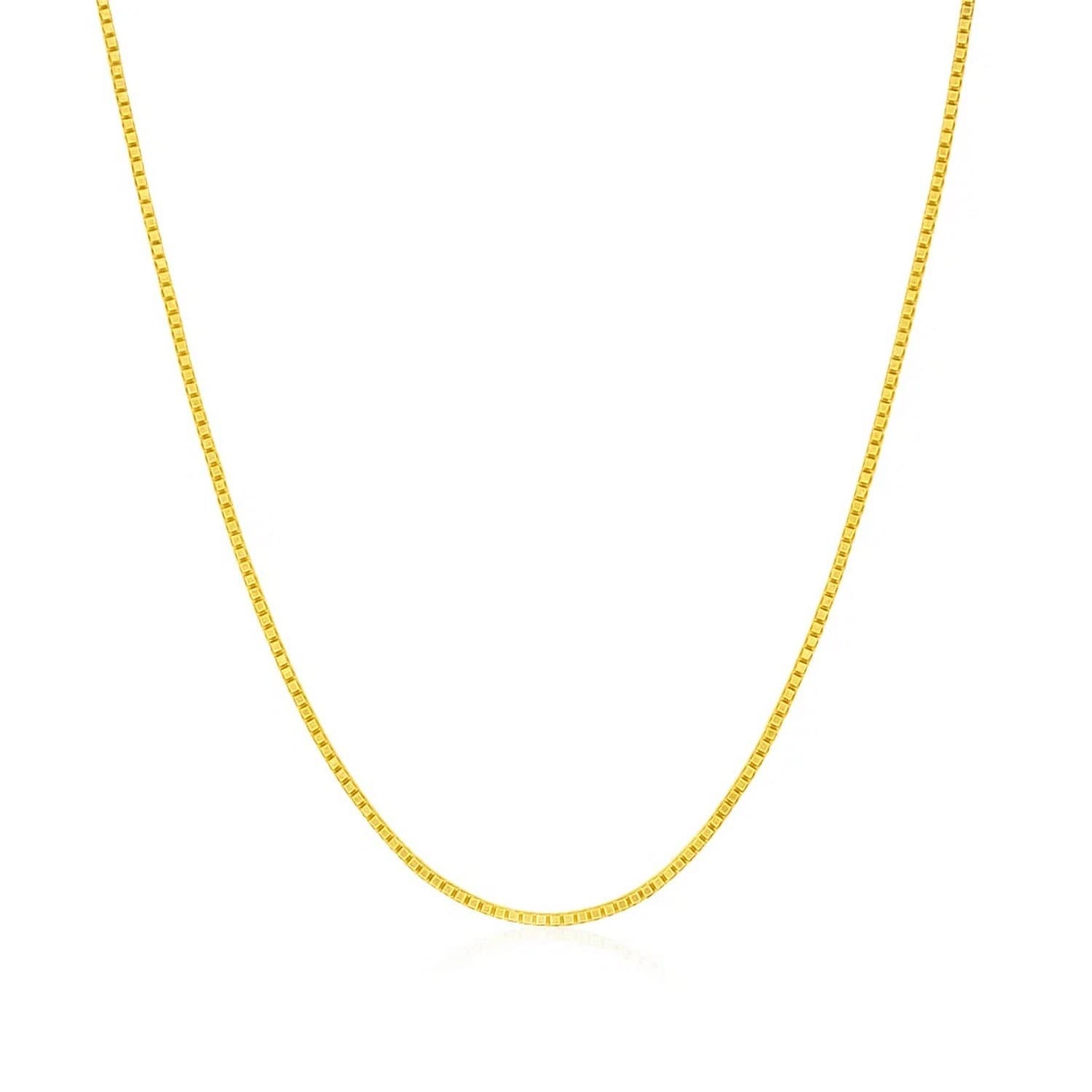 14K Yellow Gold Classic Box Chain Necklace 0.8Mm