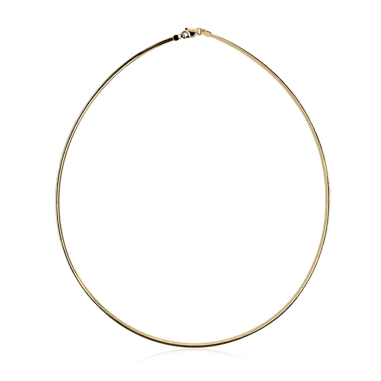14K Yellow Gold Classic Omega Style Necklace 2 Mm