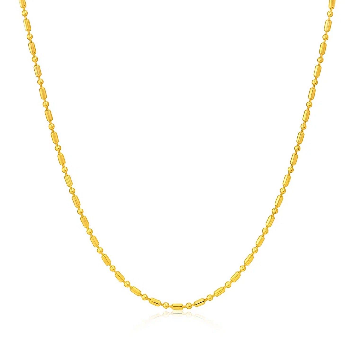14K Yellow Gold Diamond Cut Bead Chain 1.0Mm