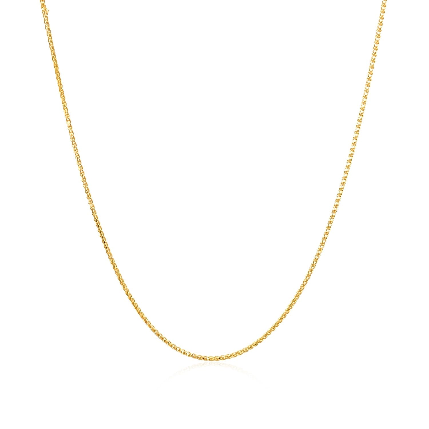 14K Yellow Gold Diamond Cut Round Wheat Chain 0.6Mm