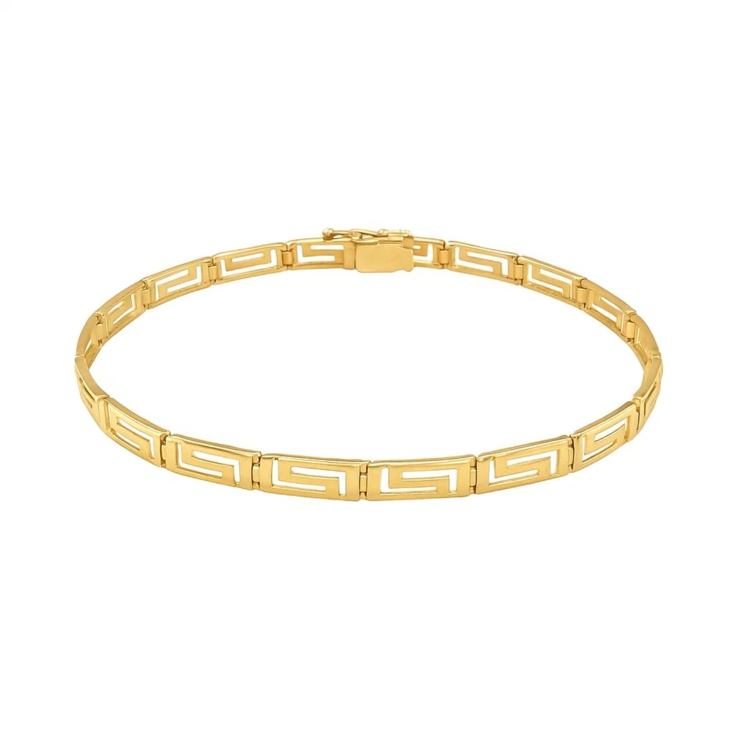 14K Yellow Gold Greek Fret Design Fancy Bracelet