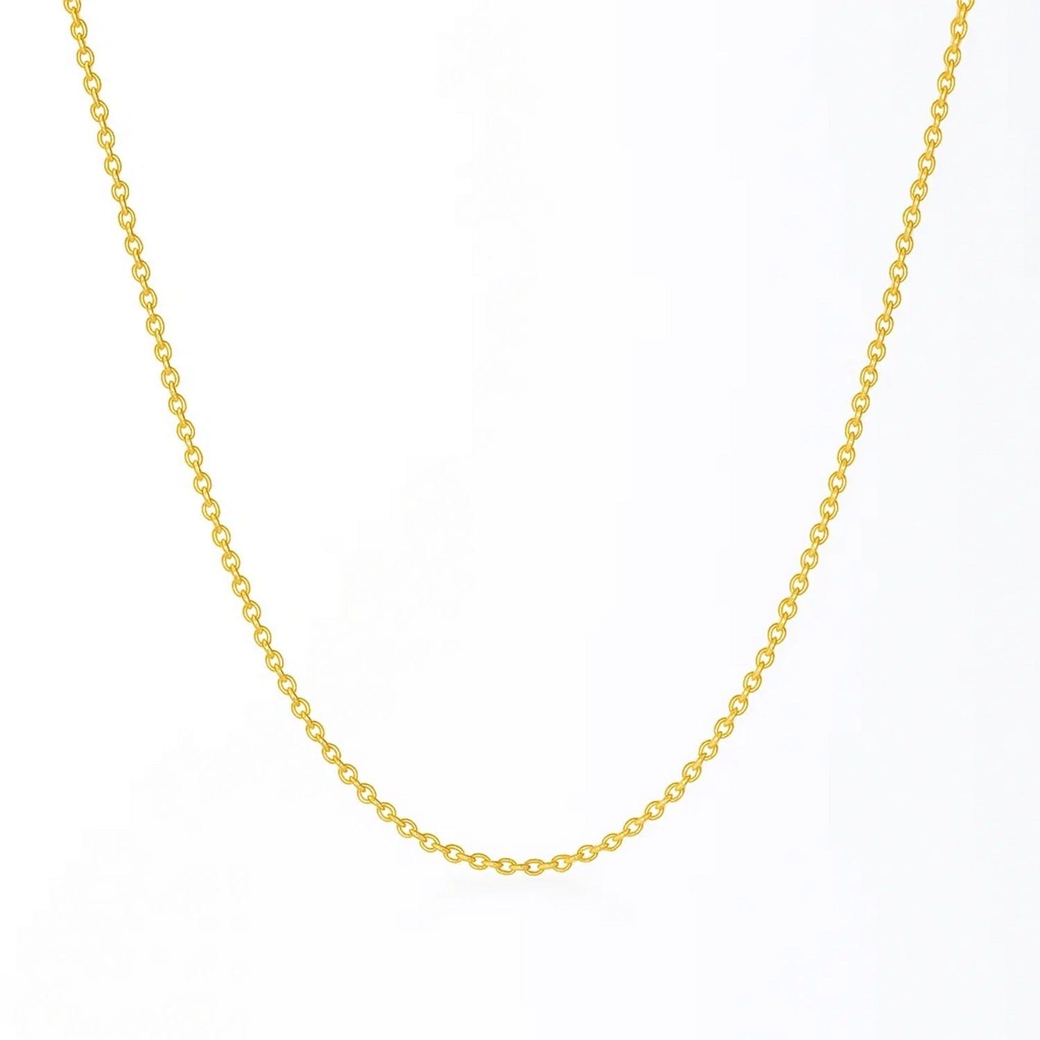 14K Yellow Gold Round Cable Link Chain 1.1Mm