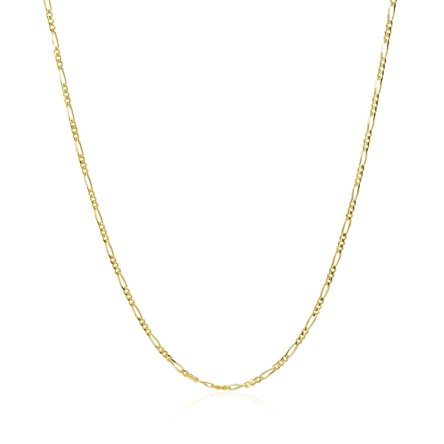 14K Yellow Gold Solid Figaro Chain 1.3Mm