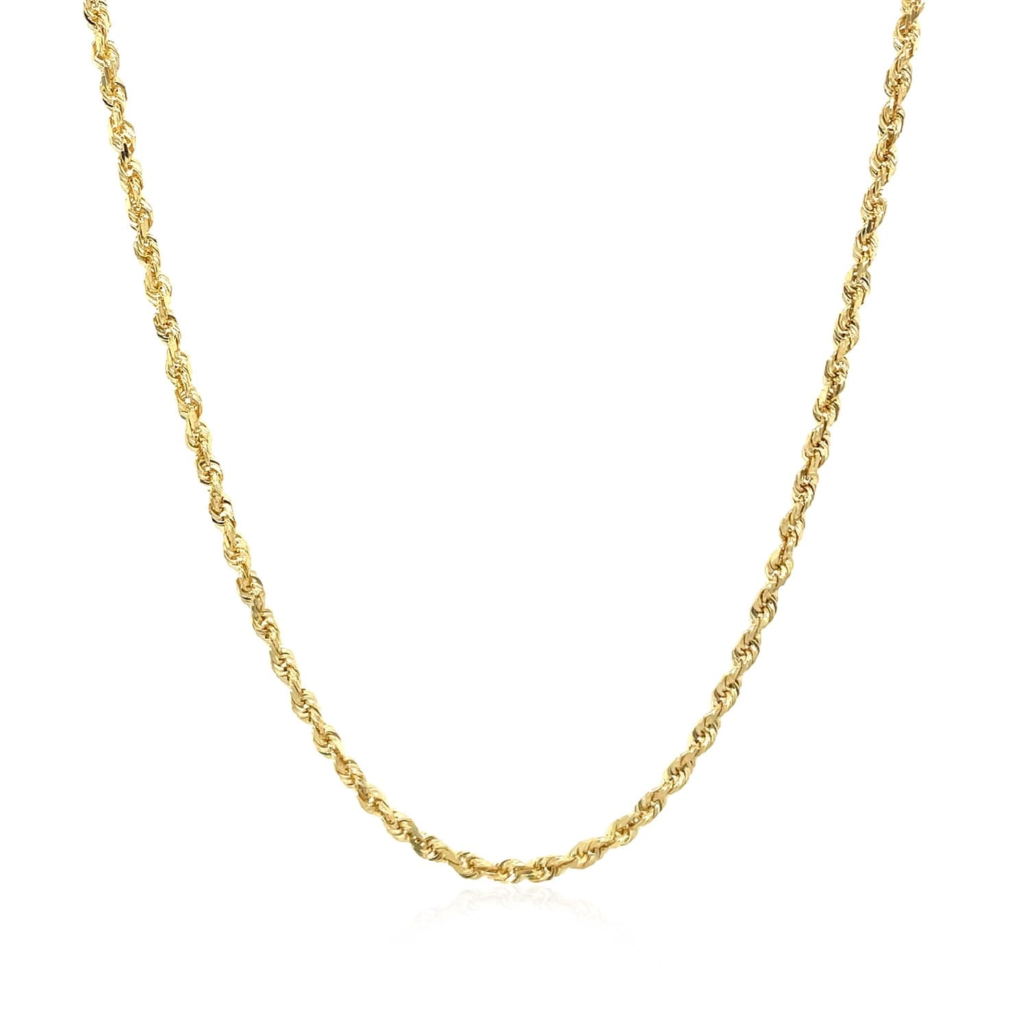 2.0Mm 10K Yellow Gold Solid Diamond Cut Rope Chain