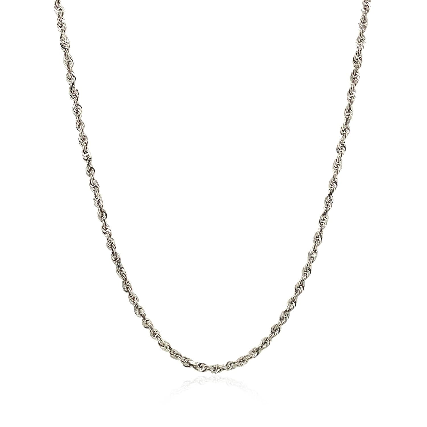 2.0Mm 14K White Gold Solid Diamond Cut Rope Chain