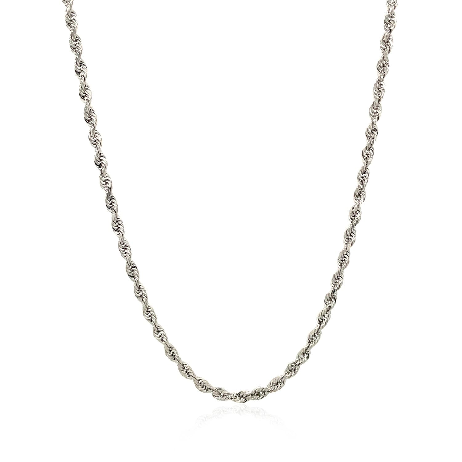 2.5Mm 14K White Gold Solid Diamond Cut Rope Chain