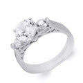 3 Stone Round Cut 3.30 Carat Cubic Zirconia Ring Sterling Silver