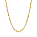 3.0Mm 14K Yellow Gold Solid Diamond Cut Rope Chain