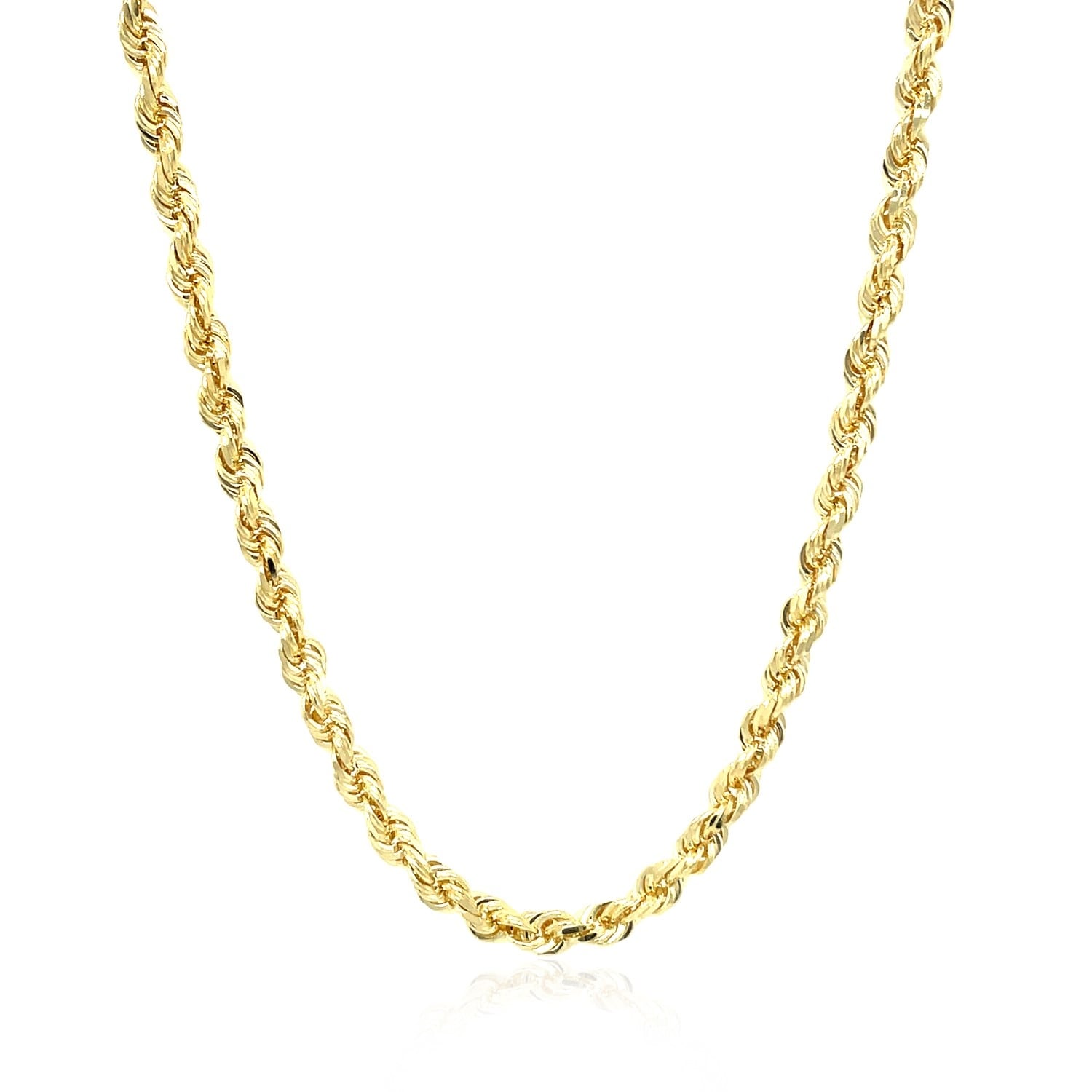 3.5Mm 10K Yellow Gold Solid Diamond Cut Rope Chain