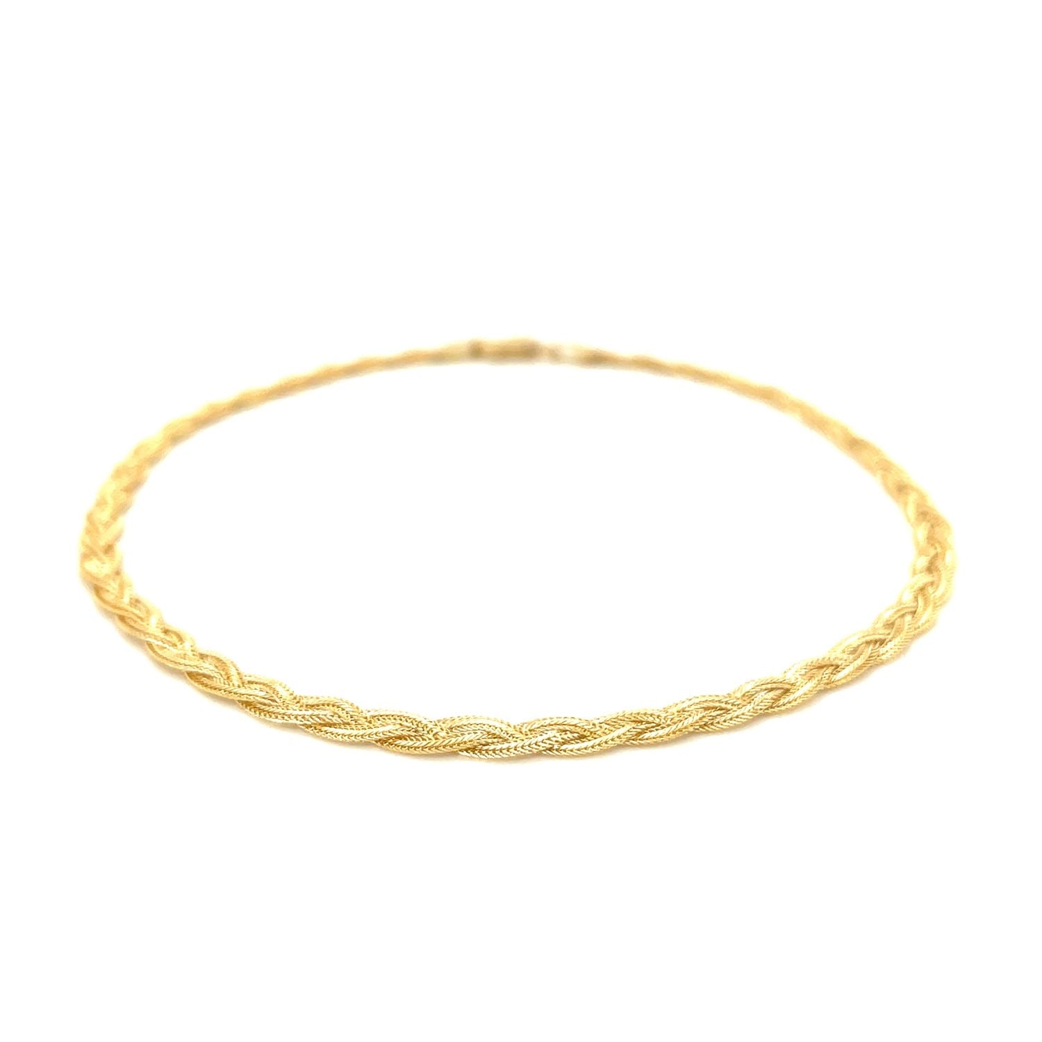 3.5Mm 14K Yellow Braided Foxtail Anklet