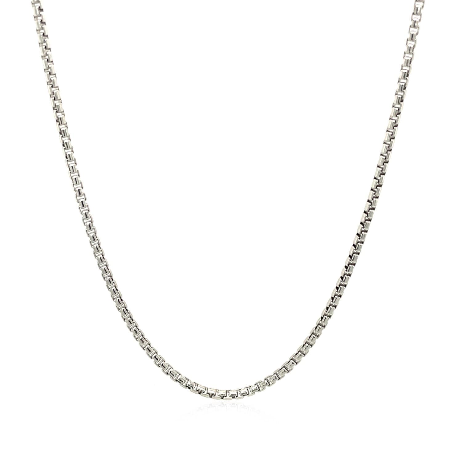 Sterling Silver Rhodium Plated Round Box Chain 1.5Mm