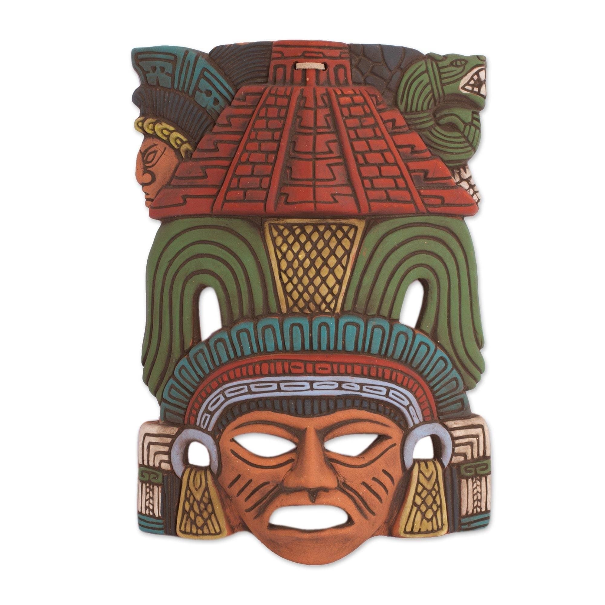 Mayan Pyramid Ceramic Mask Mexico