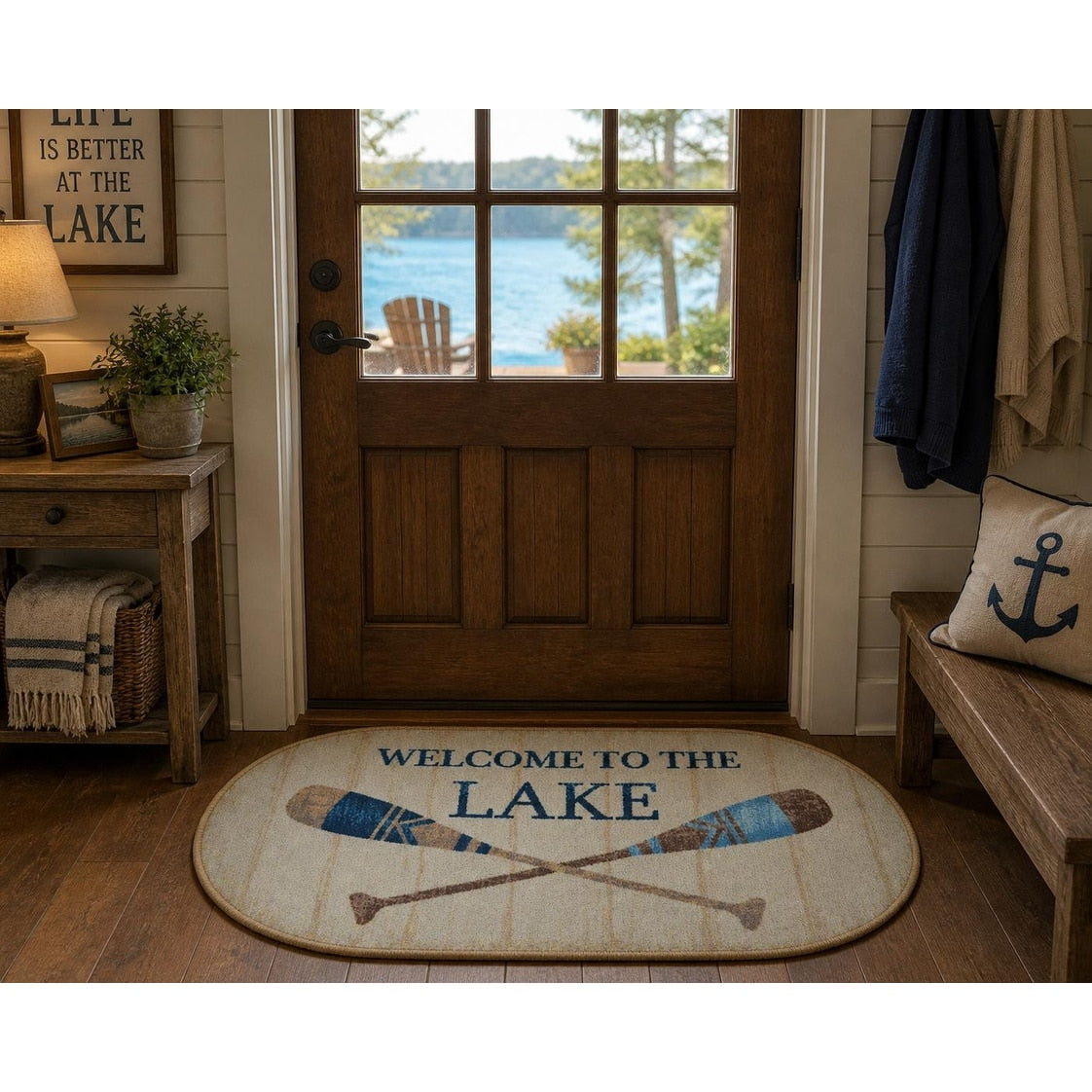 Mayberry Cozy Cabin Welcome To The Lake Accemt Non Slip Lodge Cabin Mat 20 X44