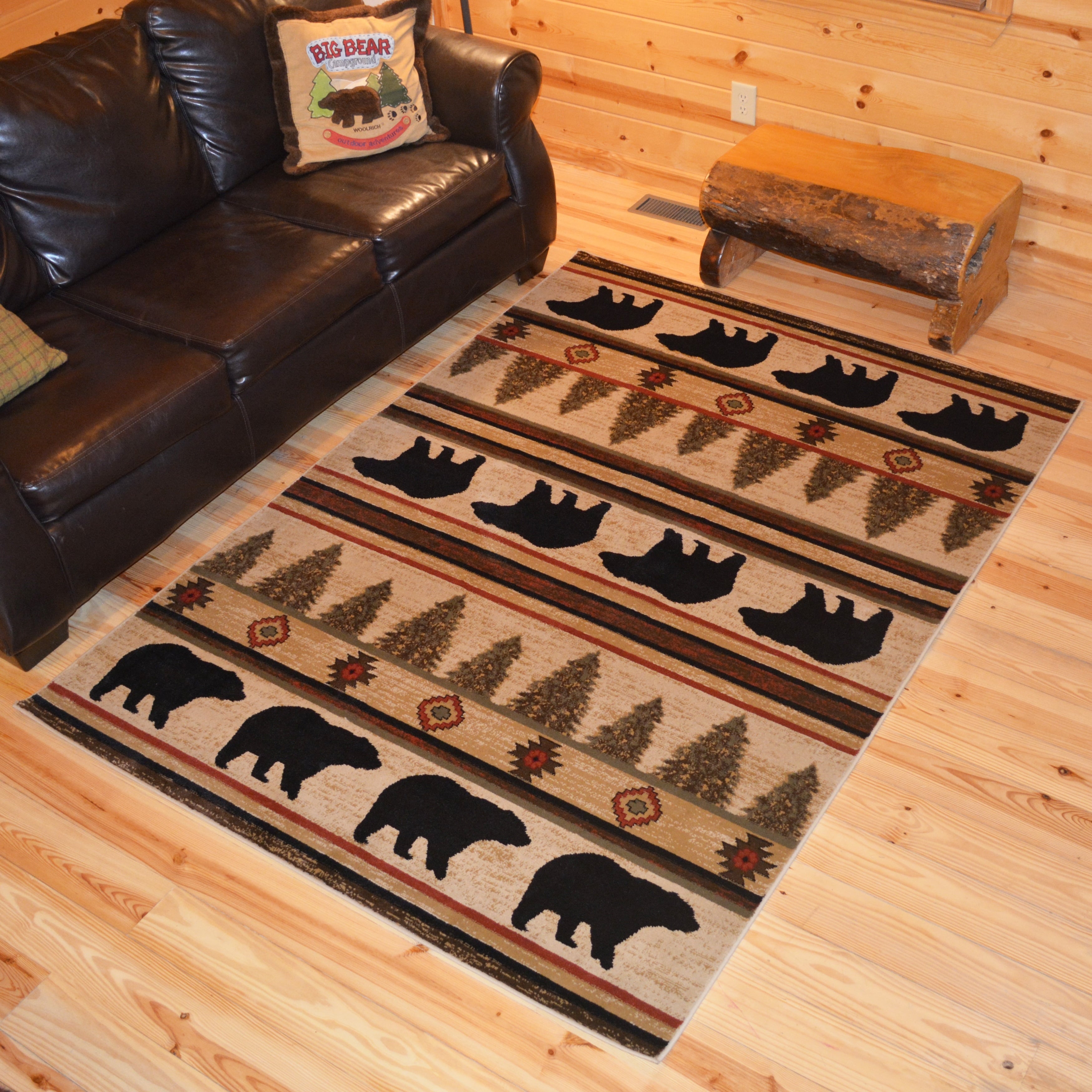 Lodge Bear Appalachian Beige Area Rug