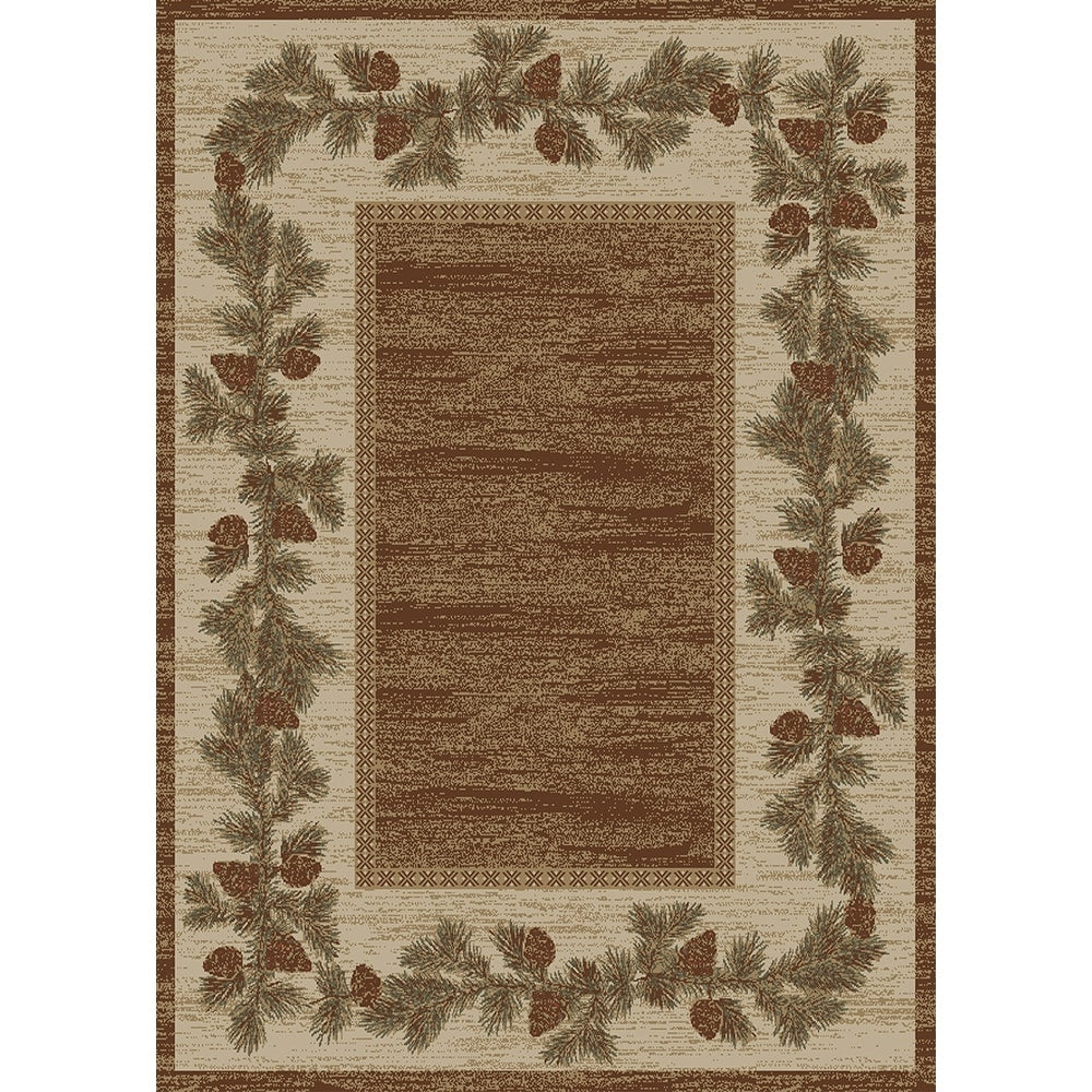 Rustic Lodge Pine Cone Border Cabin Brown Area Rug Multi 710 X 910