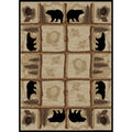 Rustic Lodge Bear Cabin Ivory Area Rug Multi 2 X 3