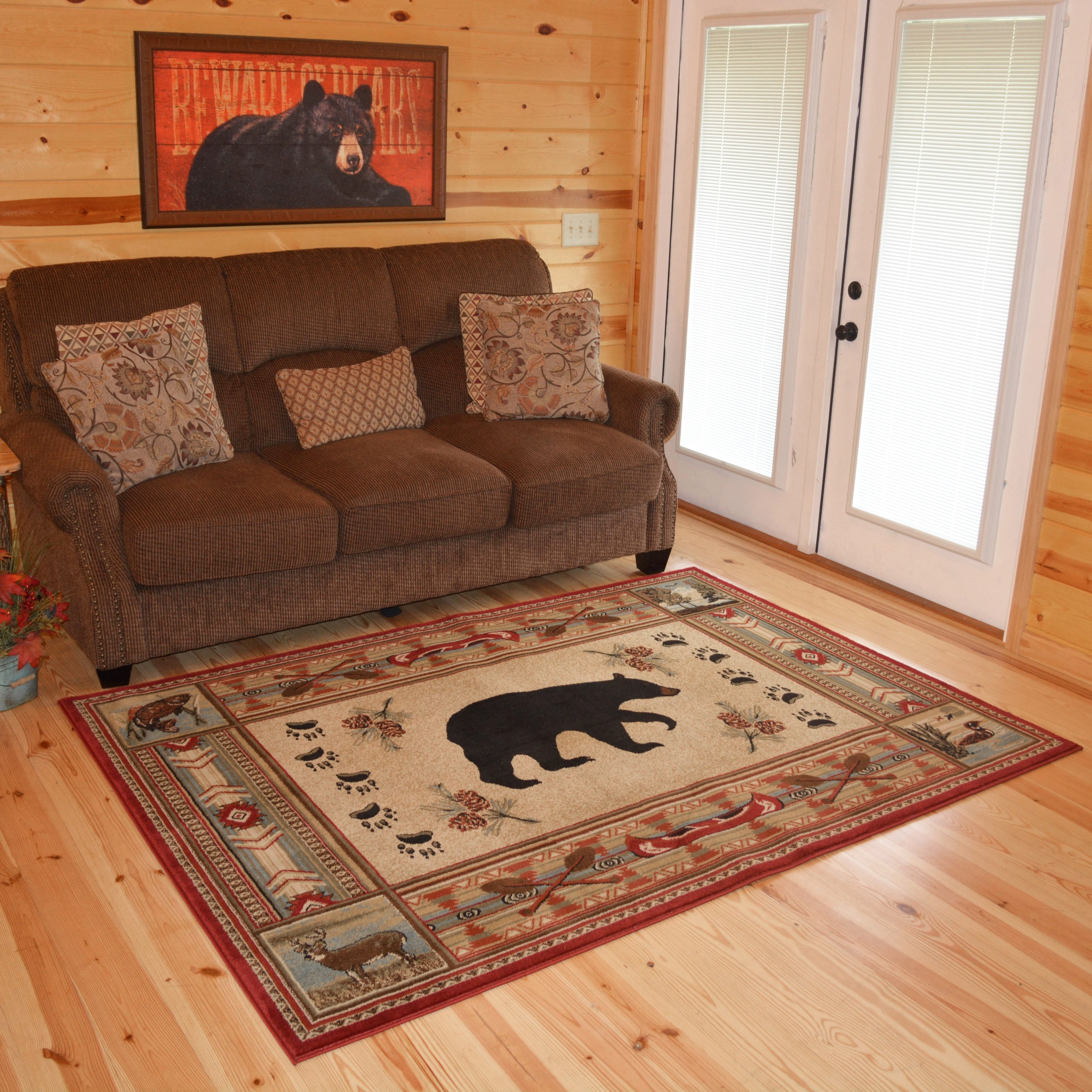 The Outdoorsmen Collection Rustic Lodge Red Bear Cabin Area Rug 53 X 73